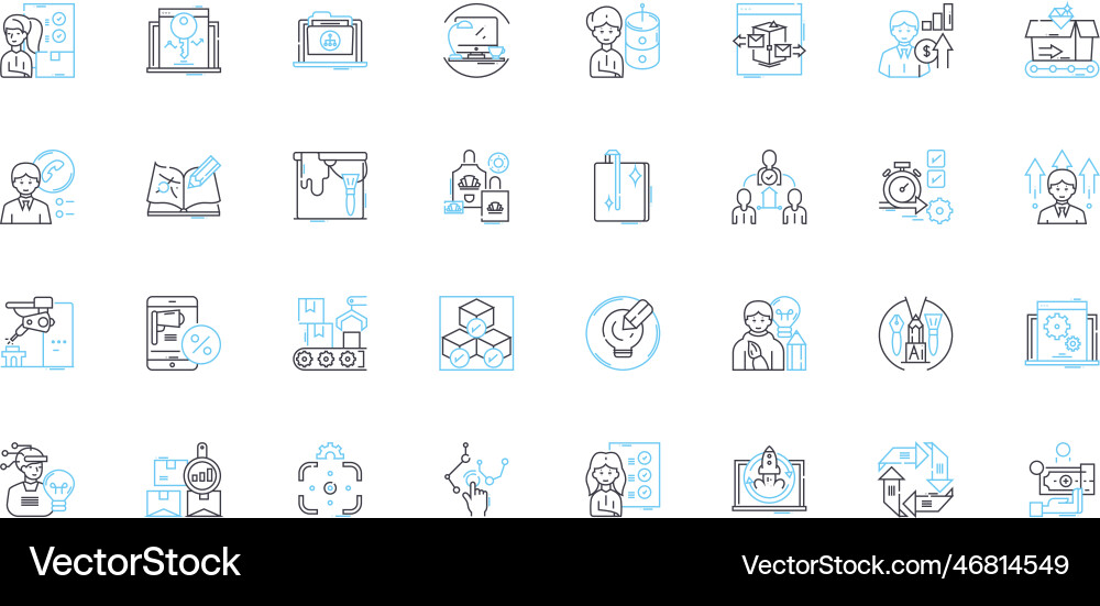 Time tracking linear icons set efficiency Vector Image