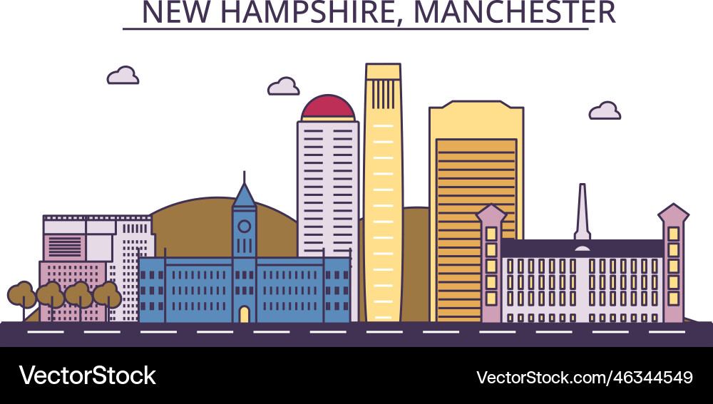 United states manchester tourism landmarks United states manchester tourism landmarks vector image