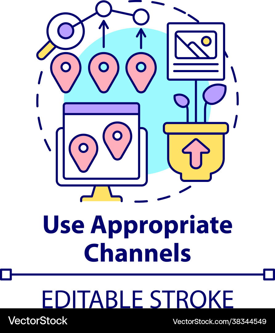 Use appropriate channels for content concept icon Use appropriate channels for content concept icon vector image