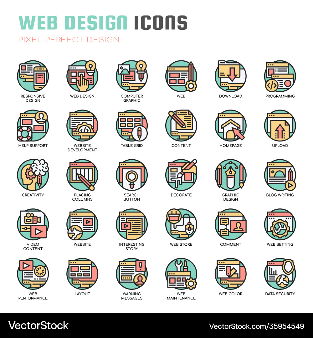 Web design thin line and pixel perfect icons Web design thin line and pixel perfect icons vector image