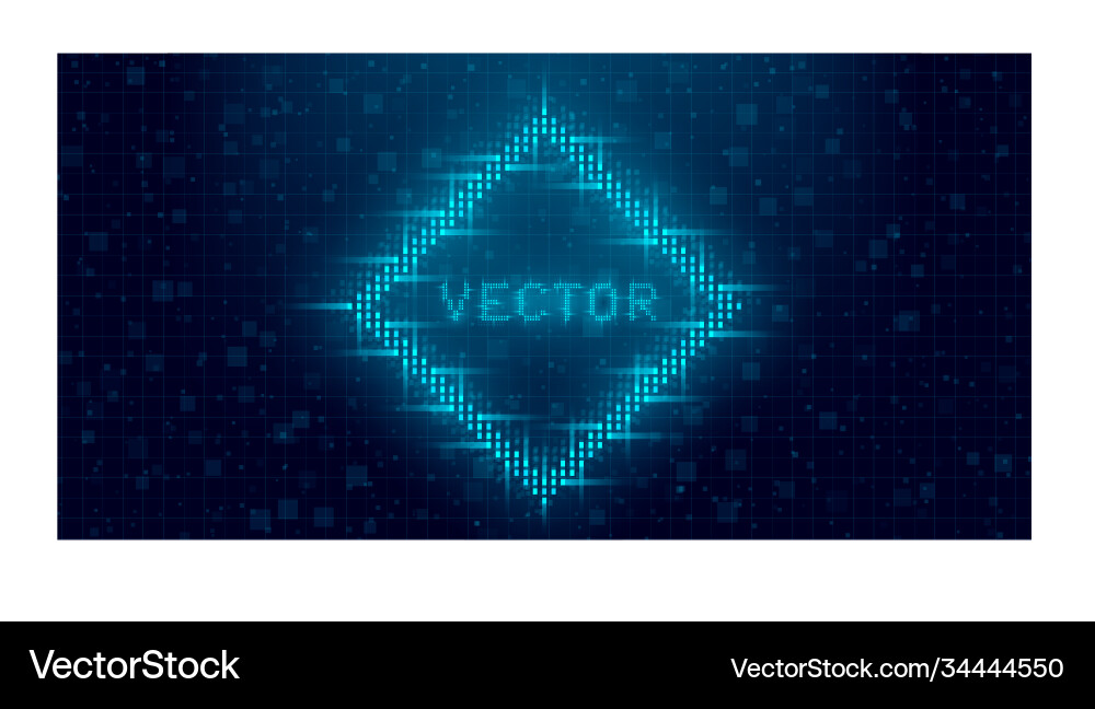 Cyberpunk Glitch Rhombus - Blauer Glow Vektorbild