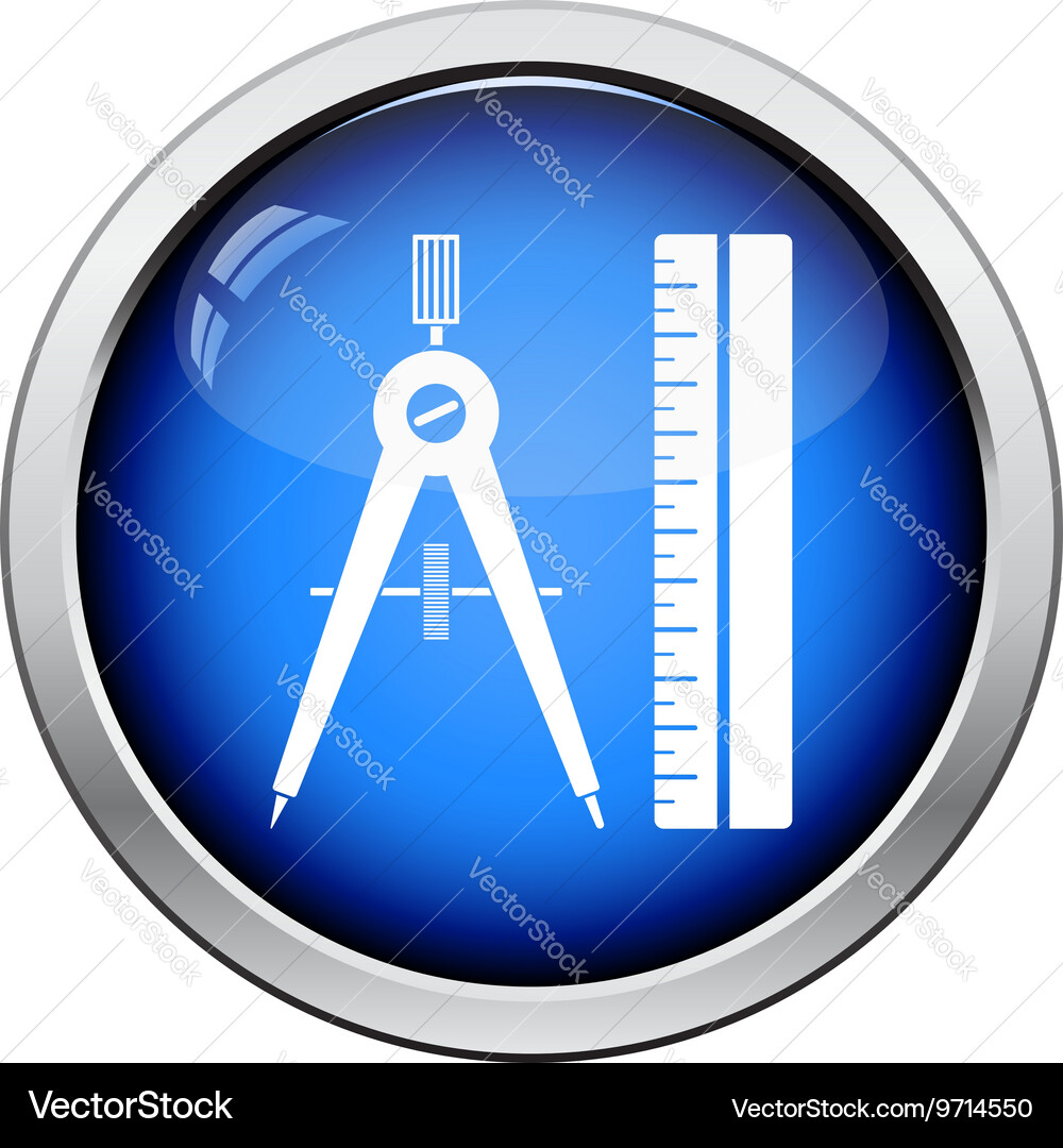 Flat design icon of compasses and scale iin ui vector image