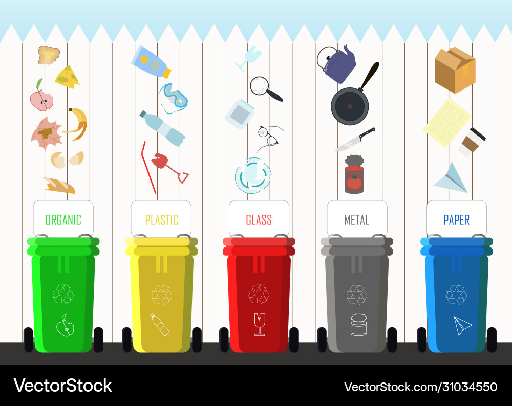 Flat sorting garbage Flat sorting garbage vector image