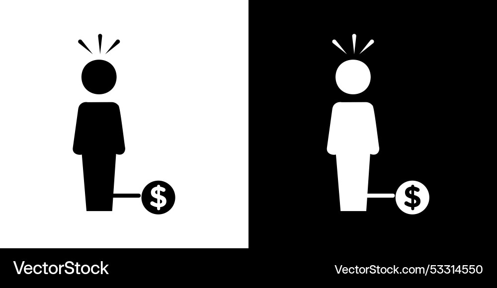 Man with debt icon isolated flat in outline Man with debt icon isolated flat in outline vector image