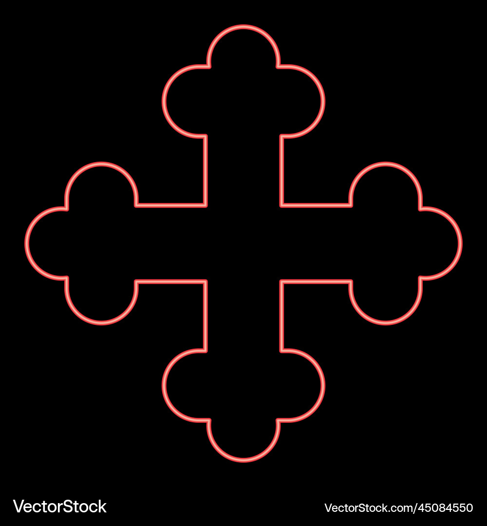 Neon cross trefoil shamrock monogram Vector Image