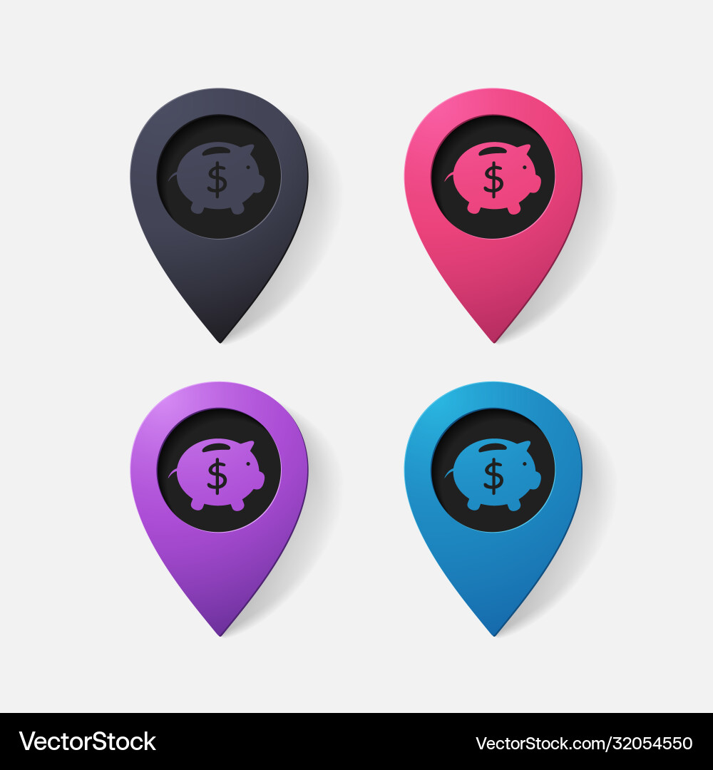 Realistic color pointer moneybox pig Realistic color pointer moneybox pig vector image