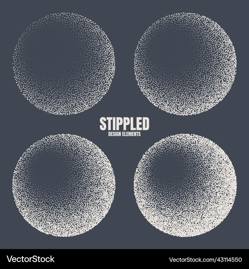 Round shaped dotted objects stipple elements Round shaped dotted objects stipple elements vector image