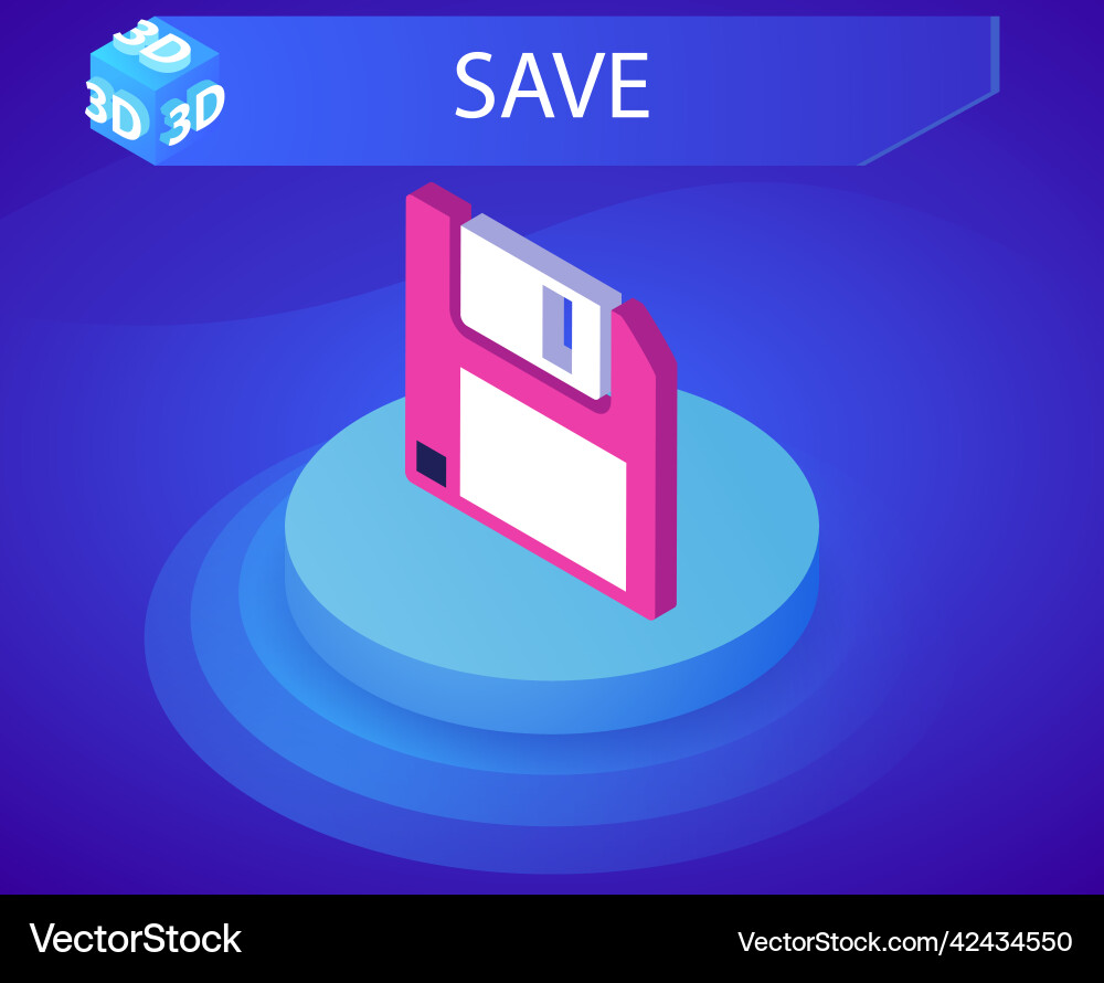 Save isometric design icon web 3d colorful Save isometric design icon web 3d colorful vector image
