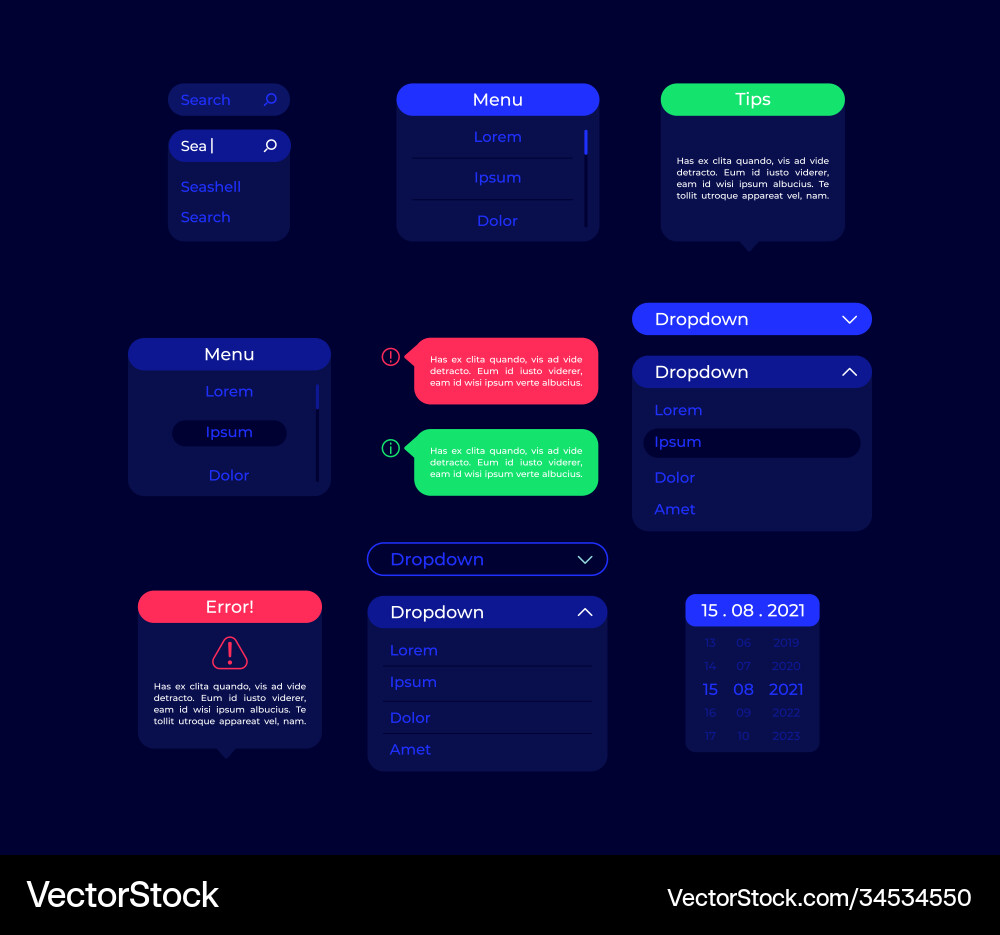 Settings ui elements kit Vector Image