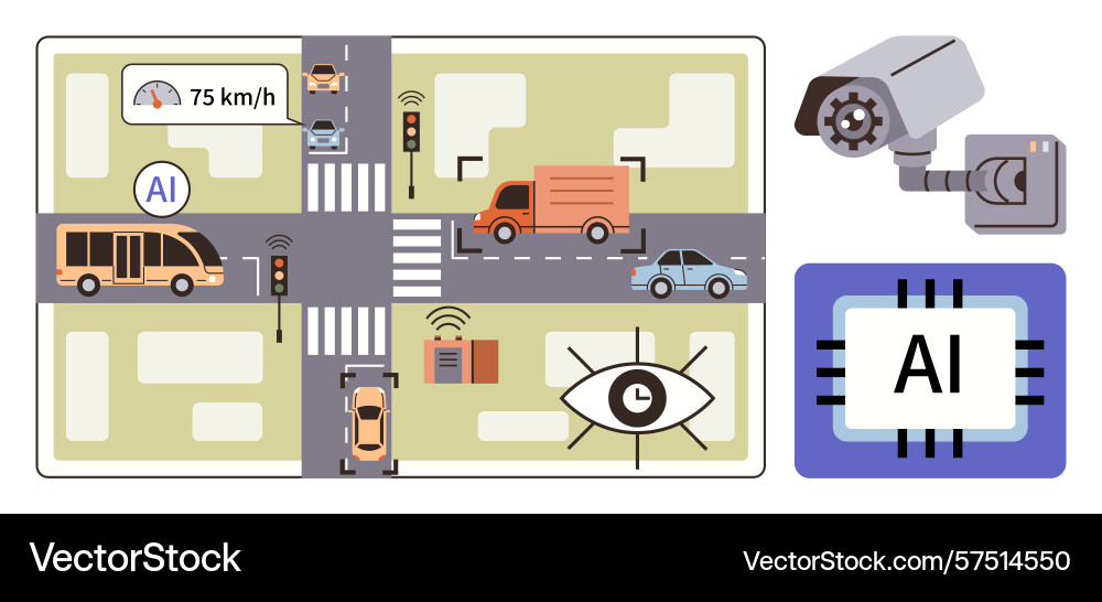 Smart traffic system with ai integration Smart traffic system with ai integration vector image