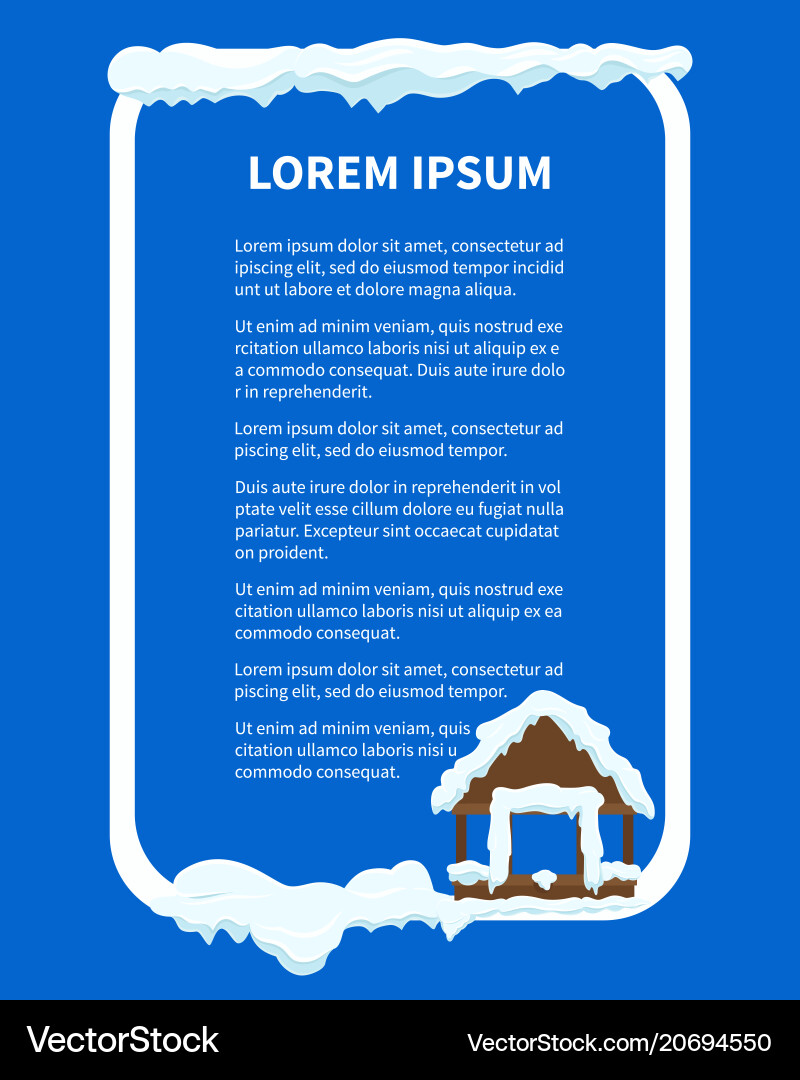 Snowy frame with sample text template Snowy frame with sample text template Vector Image