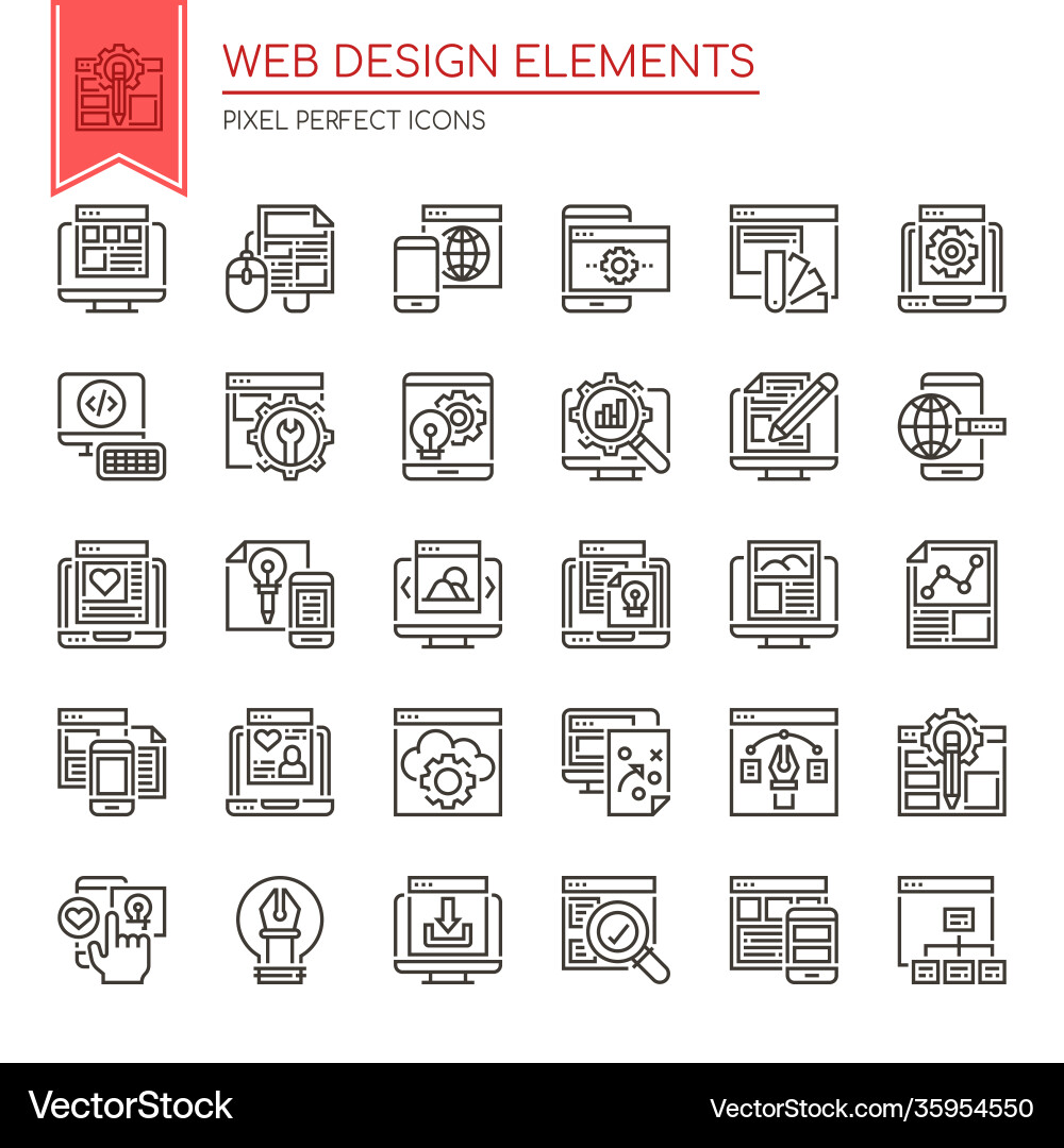 Web design elements thin line and pixel perfect Vector Image