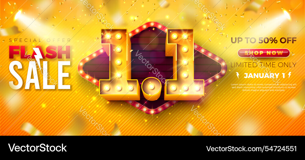 1 january shopping day flash sale design with 3d 1 january shopping day flash sale design with 3d vector image