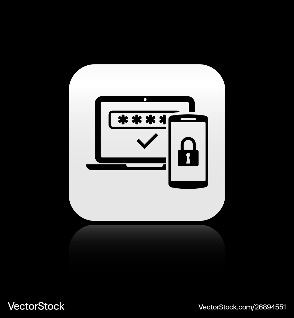 Black multi factor two steps authentication icon Black multi factor two steps authentication icon vector image