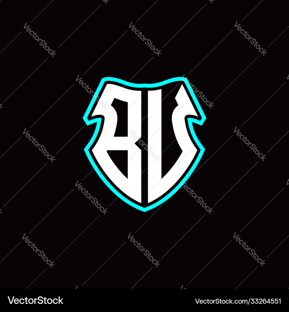 Bu initial logo design with a shield shape Vector Image