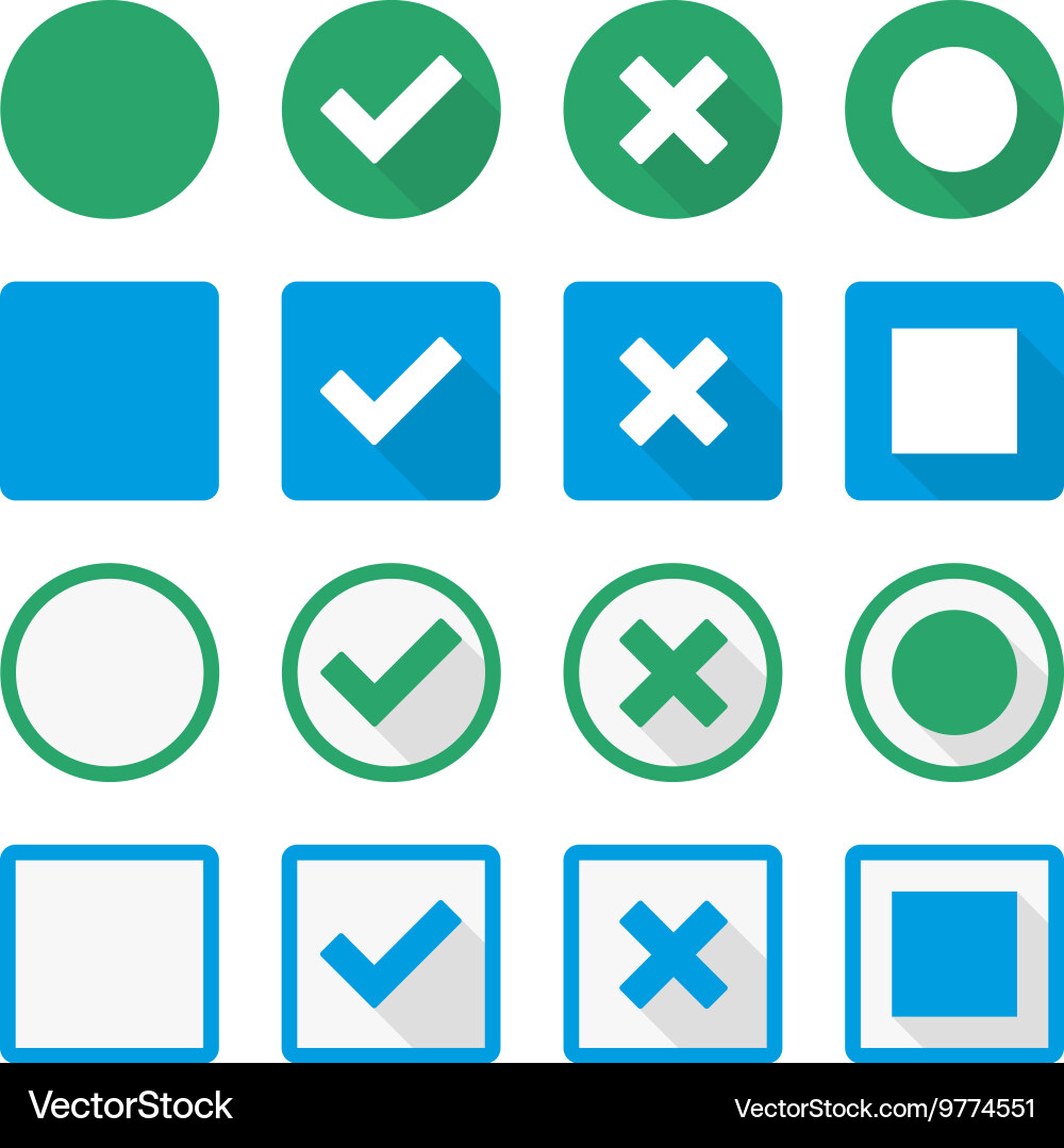 Check Mark Icons with Shadows vector image