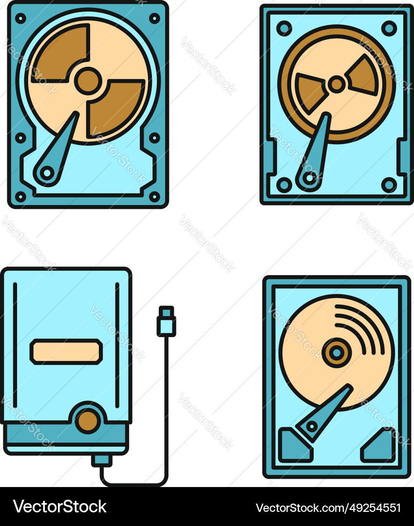 Compact hard disk icons set color vector image