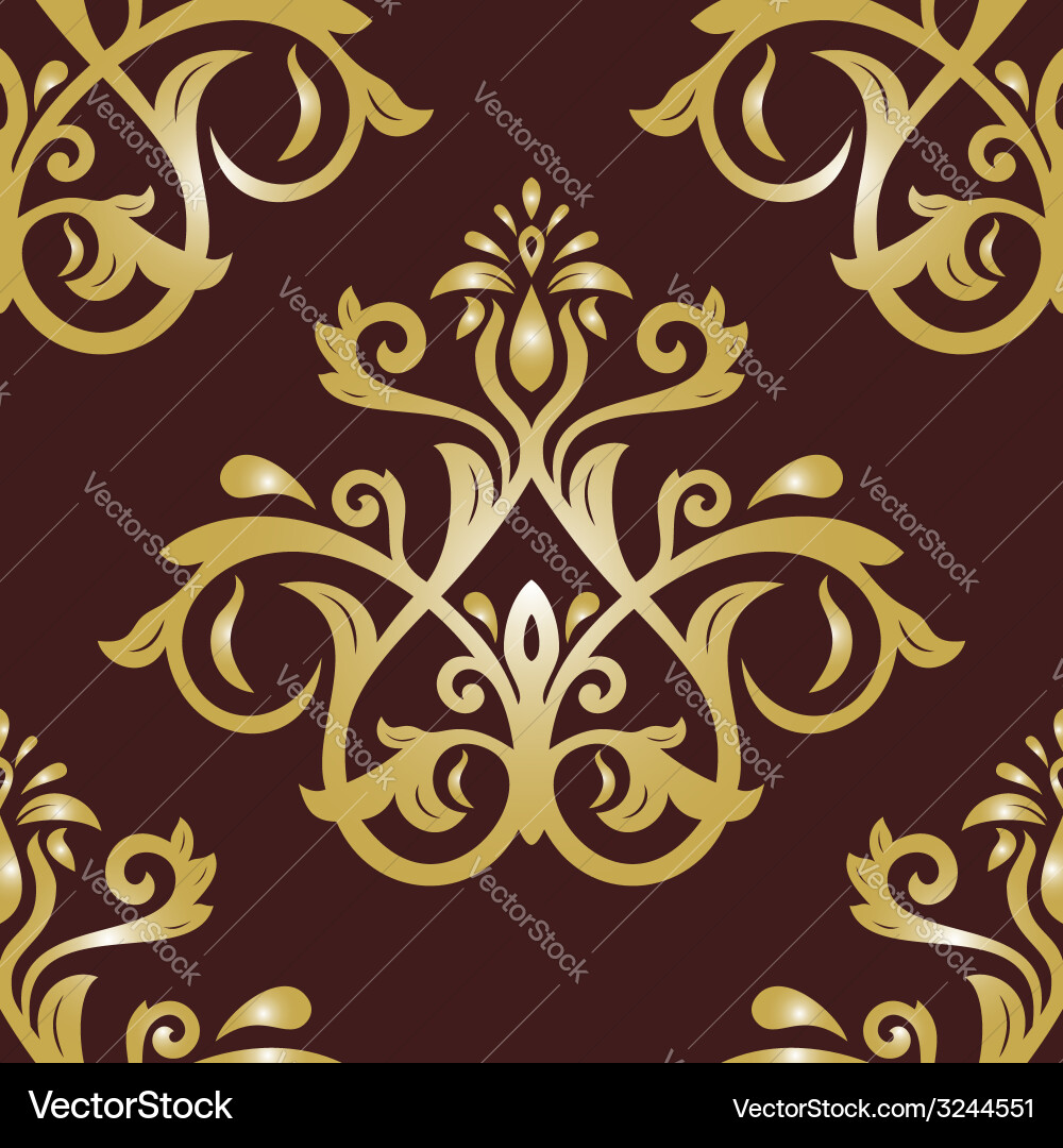 Damask seamless pattern orient background vector image