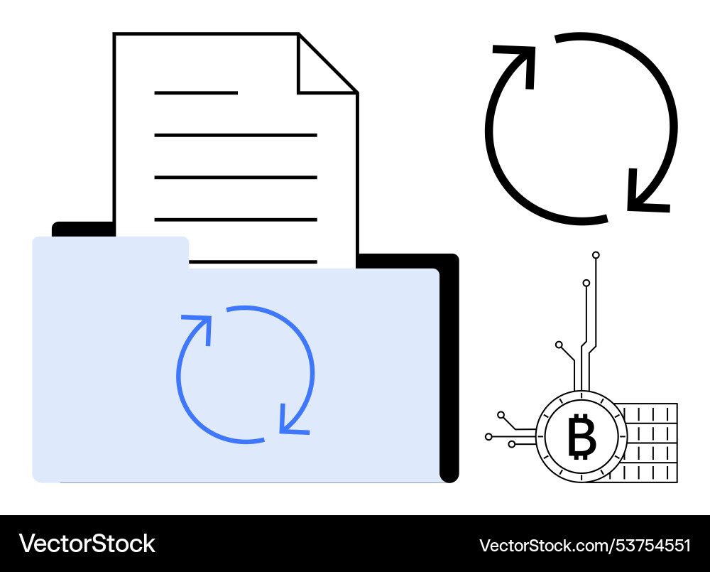 Document exchange folder with cryptocurrency Document exchange folder with cryptocurrency vector image