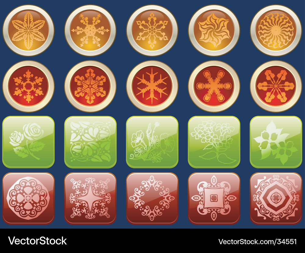 Glossy icons with fancy patterns Vector Image