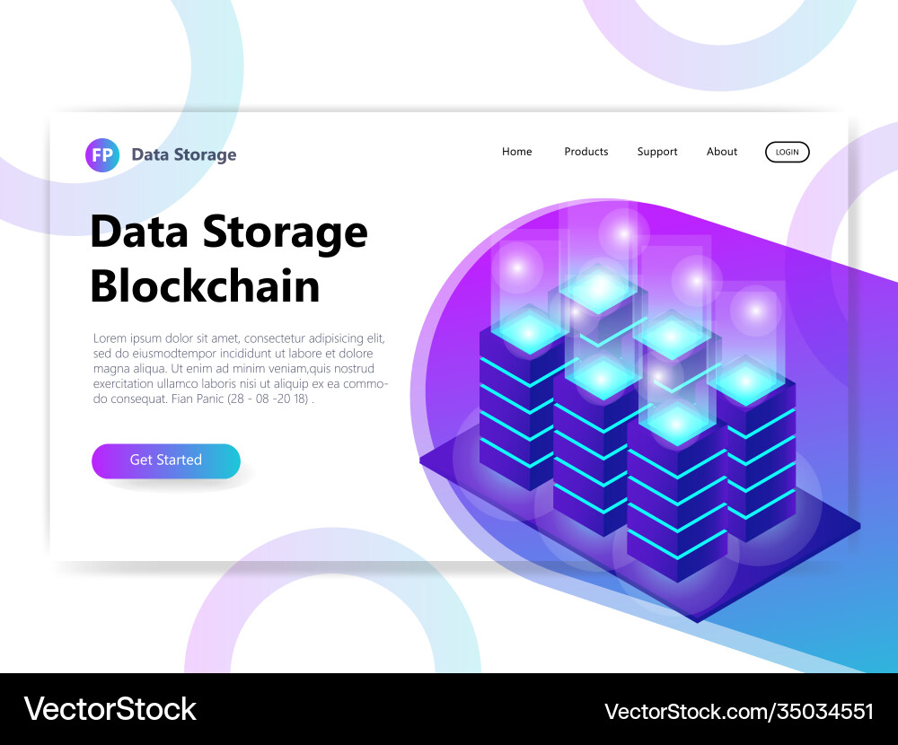 Landing page template with gradient modern webpage vector image