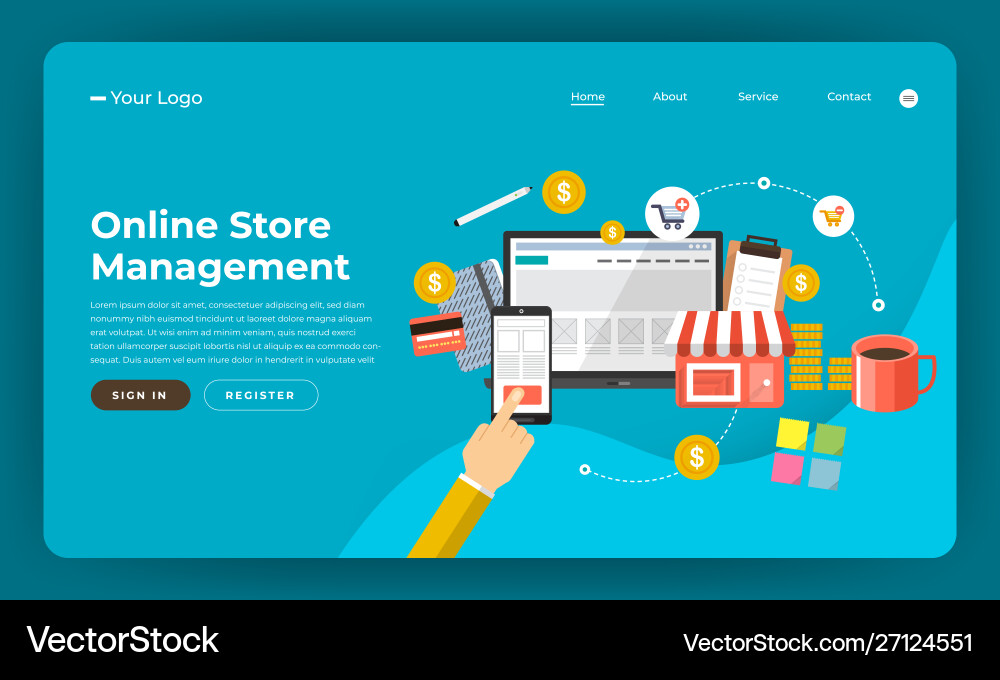 Mock-up design website flat concept Mock-up design website flat concept vector image