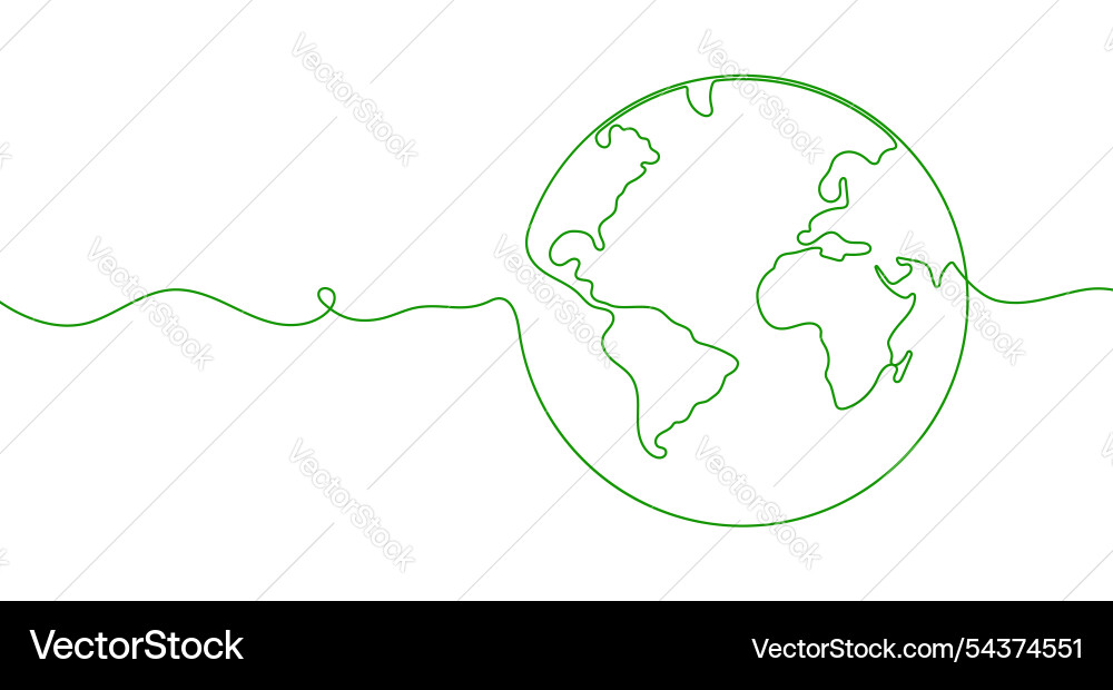 One continuous line of world globe One continuous line of world globe vector image