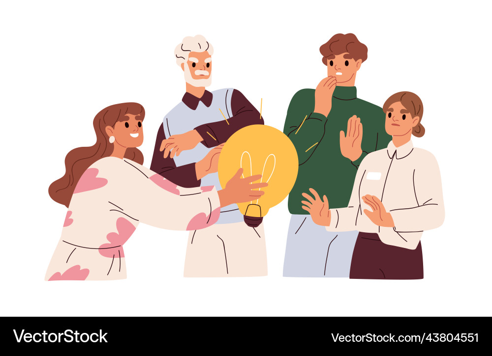 Rejecting declining creative business idea Rejecting declining creative business idea Vector Image