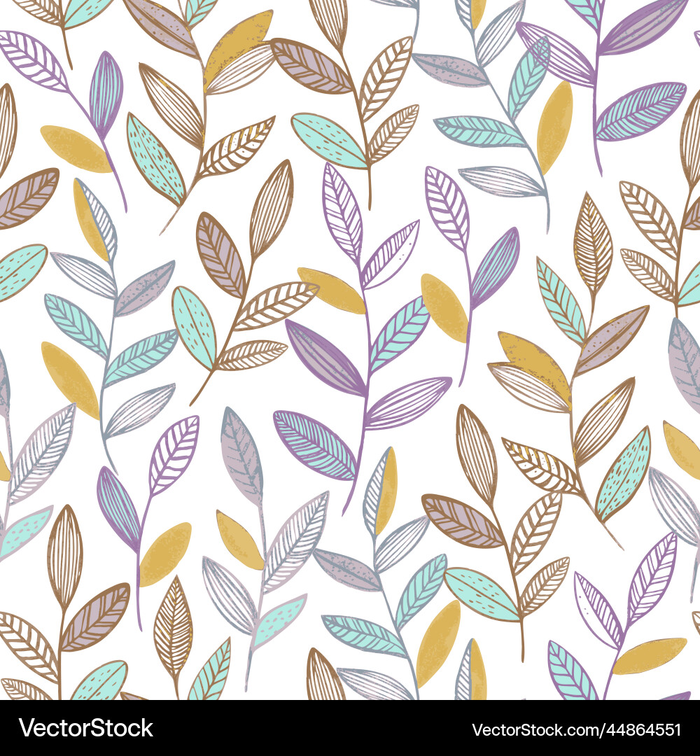 Seamless pattern with cute simple line branches vector image