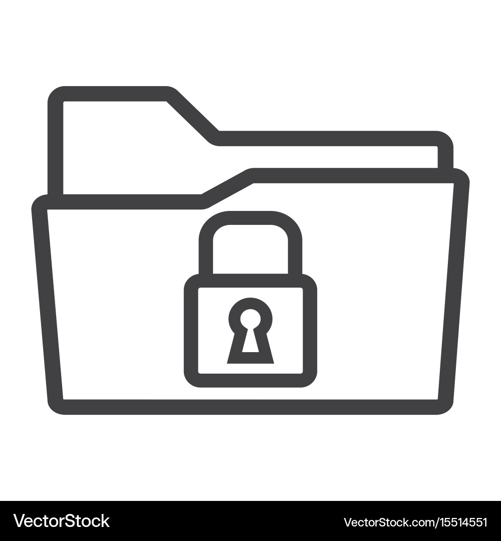 Secure data folder line icon security and padlock vector image