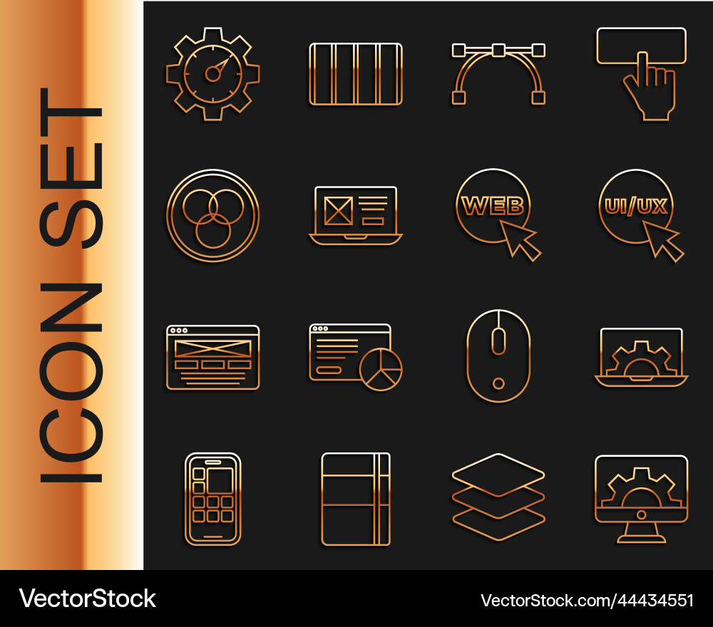 Set line web development ui oder ux design bezier Set line web development ui oder ux design bezier vektorbild