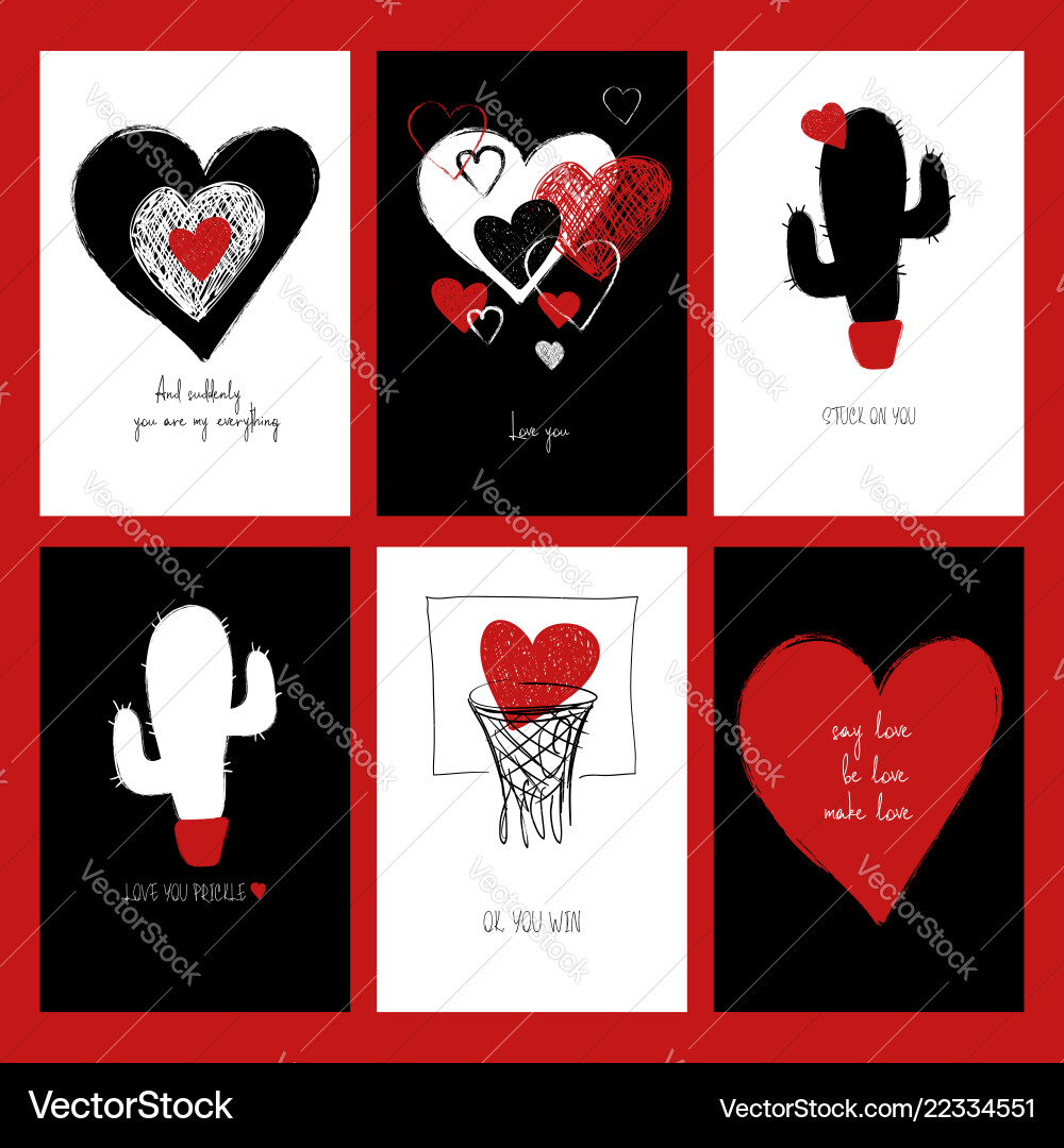 Set of funny love cards Set of funny love cards vector image