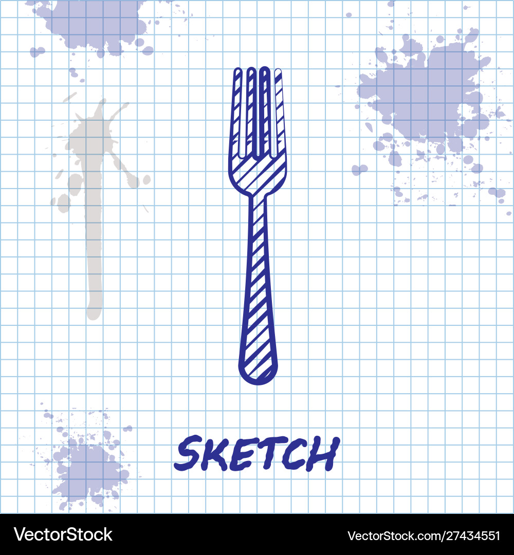 Sketch line fork icon isolated on white background Sketch line fork icon isolated on white background Vector Image