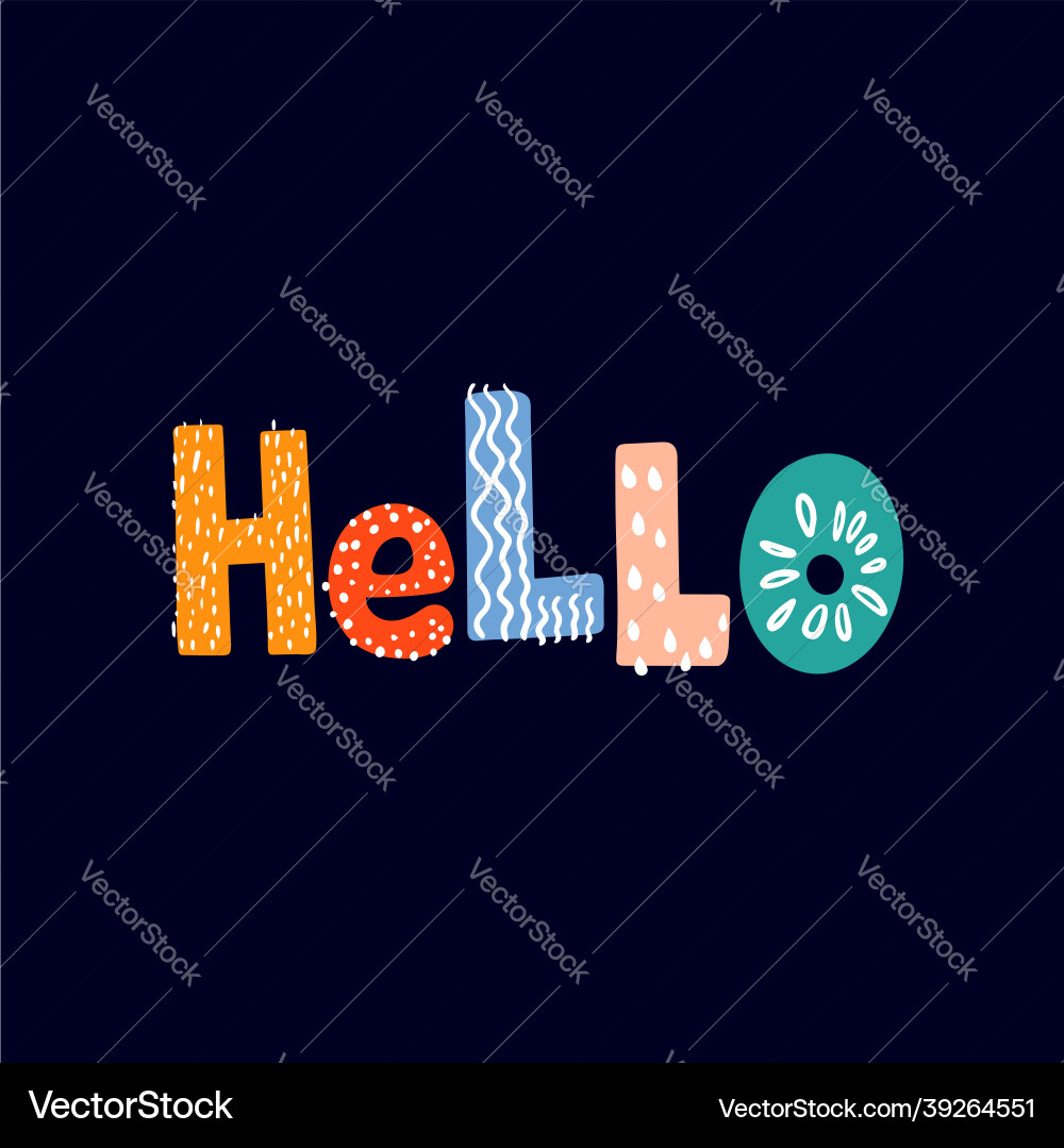 Text hello is made in multicolored letters Text hello is made in multicolored letters vector image