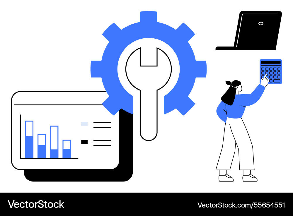 Tools and data management concept with charts Tools and data management concept with charts vector image