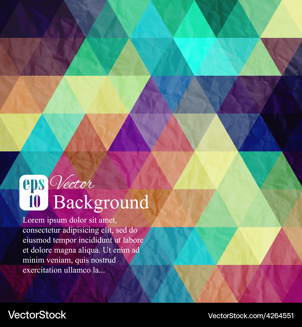 Triangle background with texture of crumpled sheet vector image
