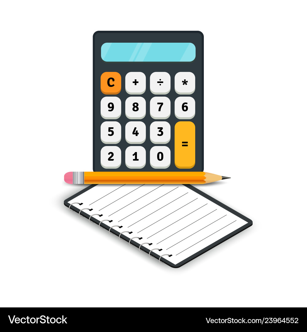 Accounting Calculator with Notebook Icons vector image