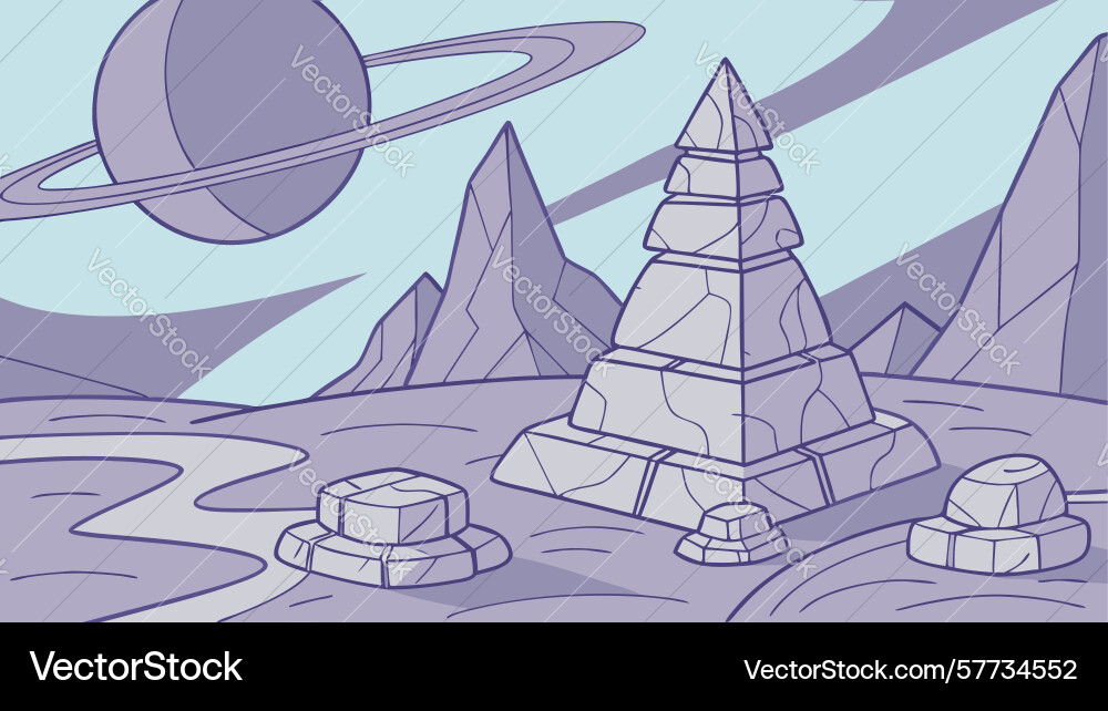 Alien landscape with pyramid structures design Vector Image