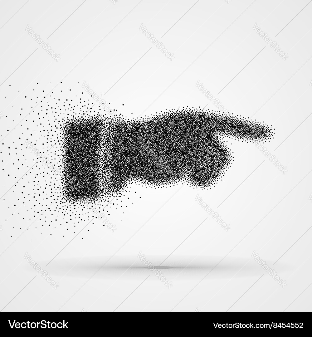 Black hand particle silhouette with pointing finge vector image