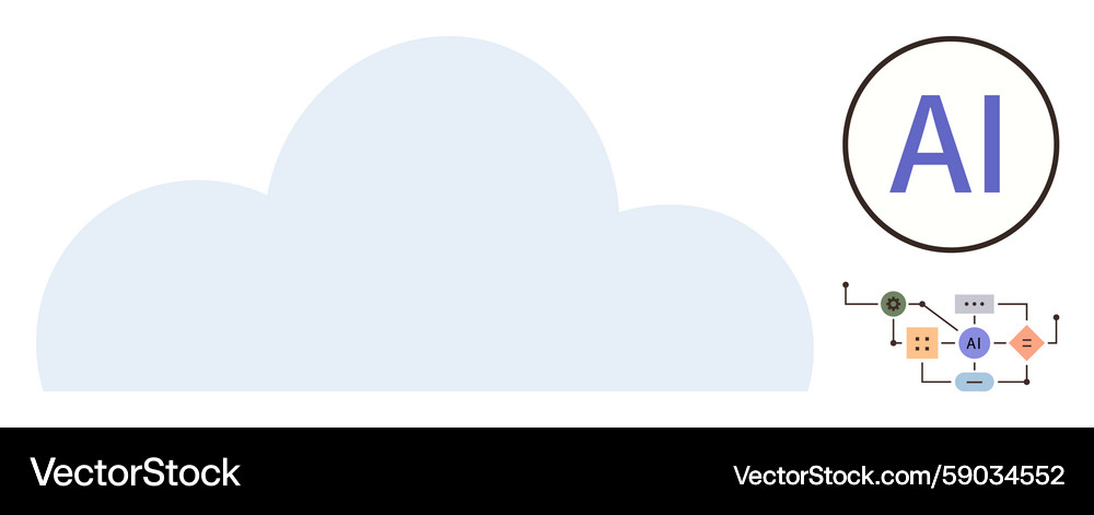 Cloud computing with artificial intelligence Cloud computing with artificial intelligence Vector Image