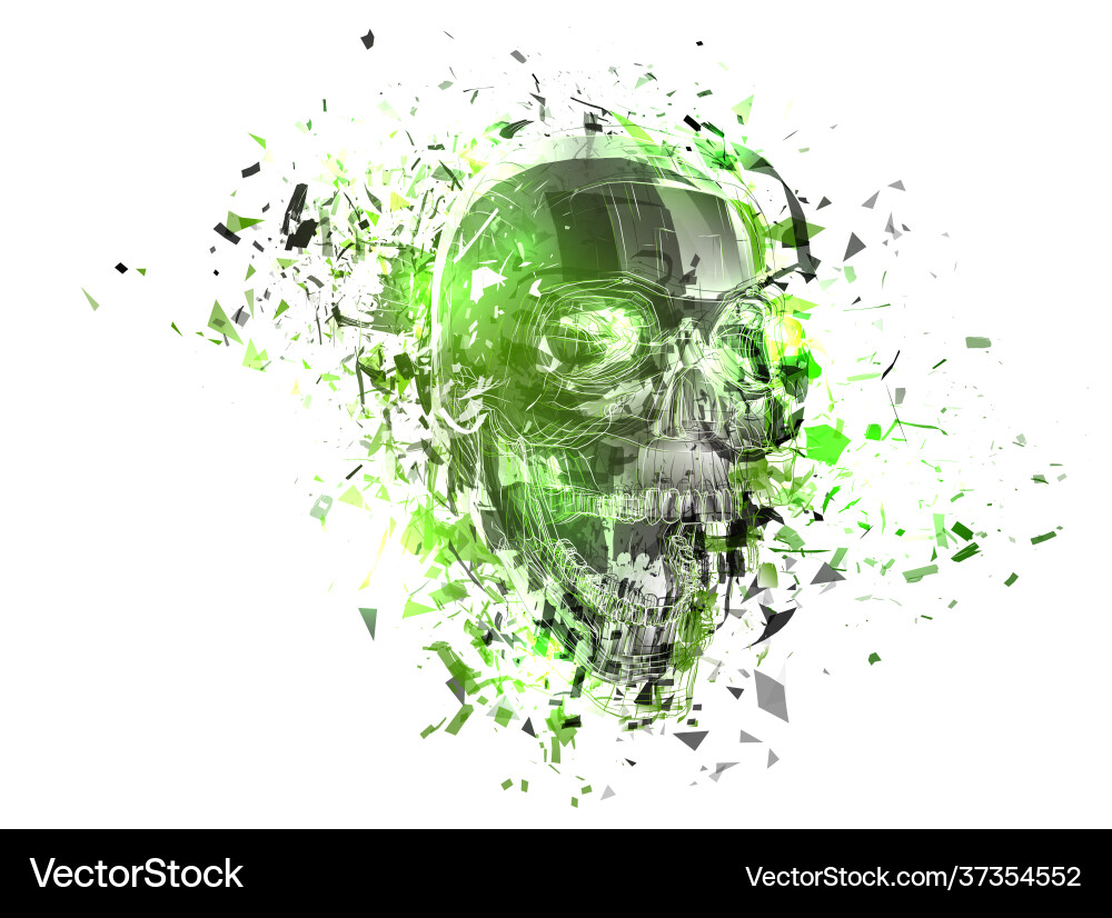 Exploded skull with splashes in all directions Vector Image