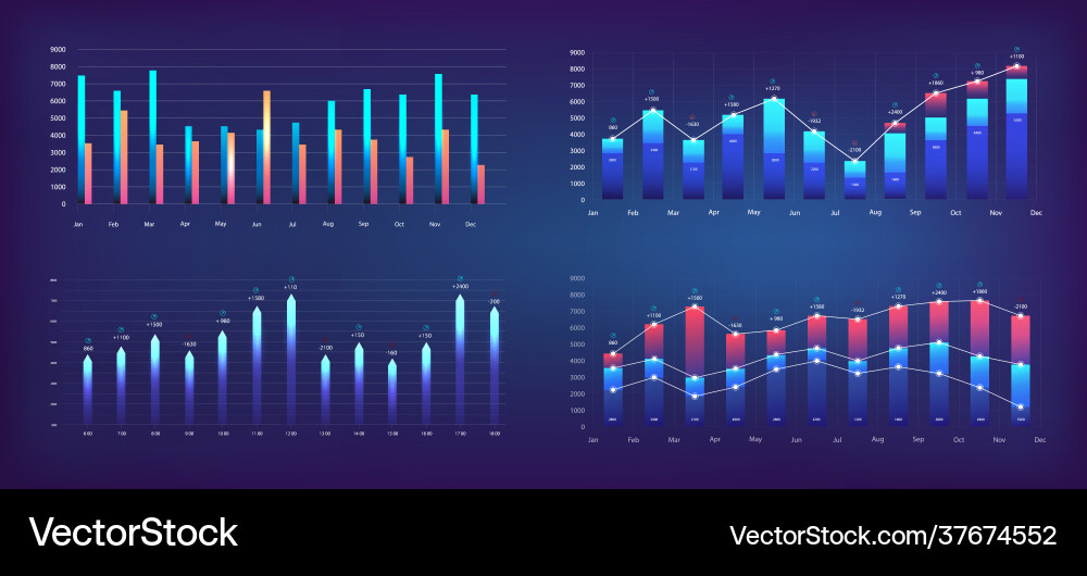 Futuristic graphs for app ui ux kit modern Futuristic graphs for app ui ux kit modern vector image