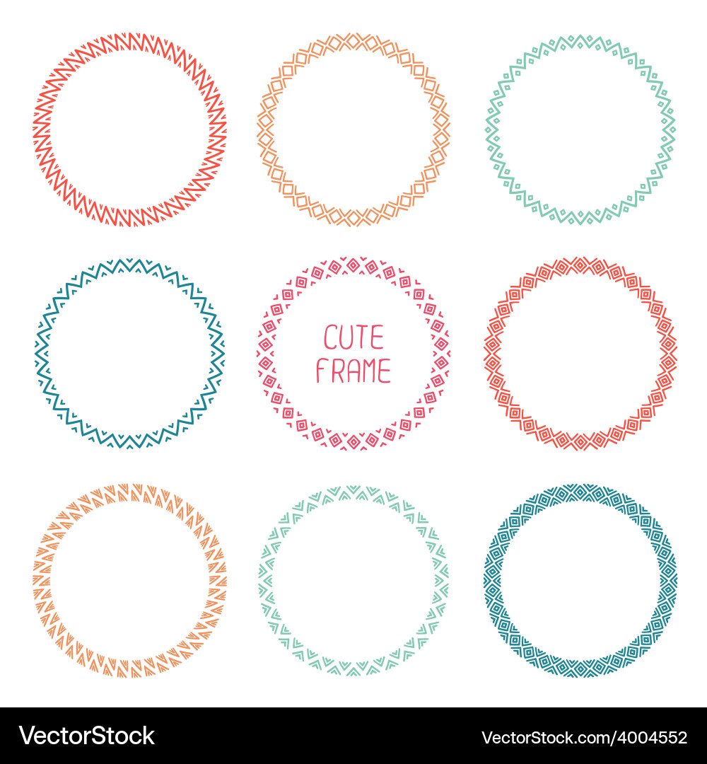 Hand drawn color frame of geometric pattern vector image