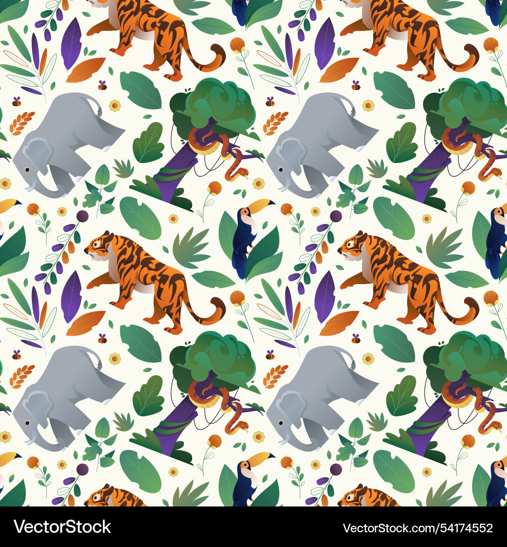 Jungle pattern in gradient style vector image