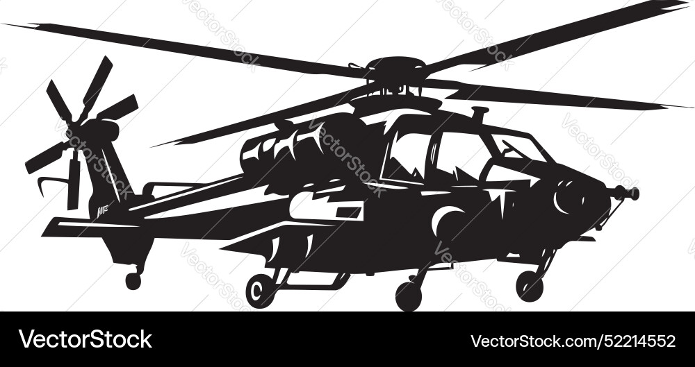 Lethal force black combat helicopter dynamic Vector Image