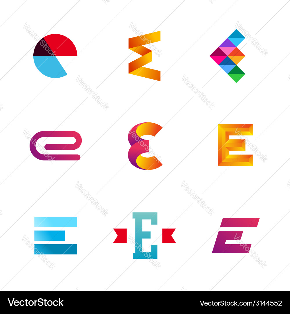 Letter E Logo Icon Set Vector Image