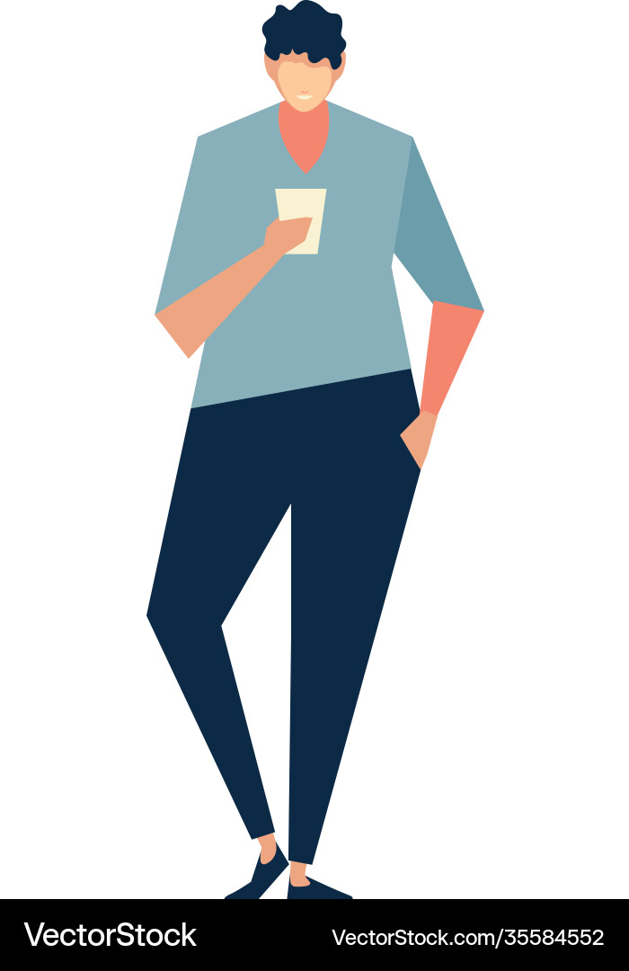 Man using smartphone device people and gadgets vector image