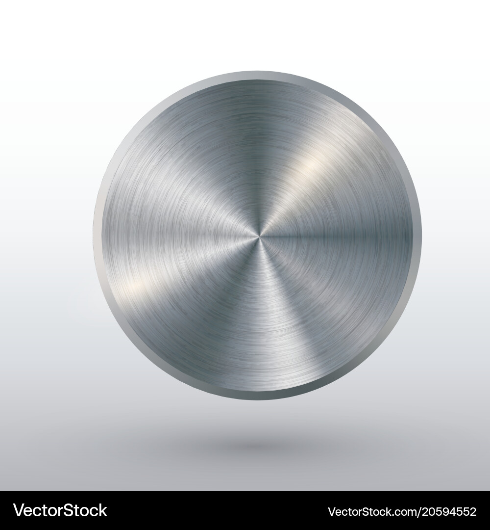 Metal button with texture realistic shadow vector image