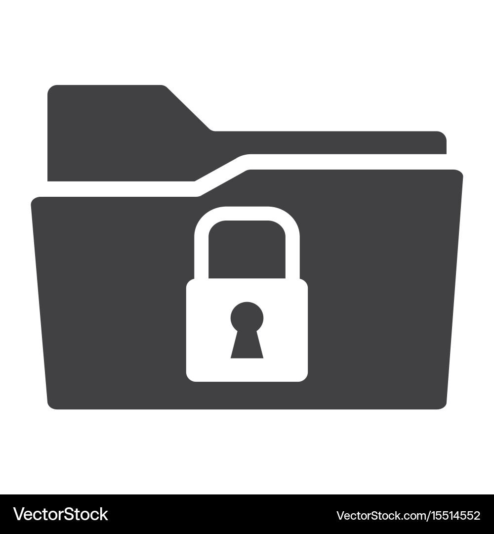 Secure Data Folder Icon - Lock & Shield vector image
