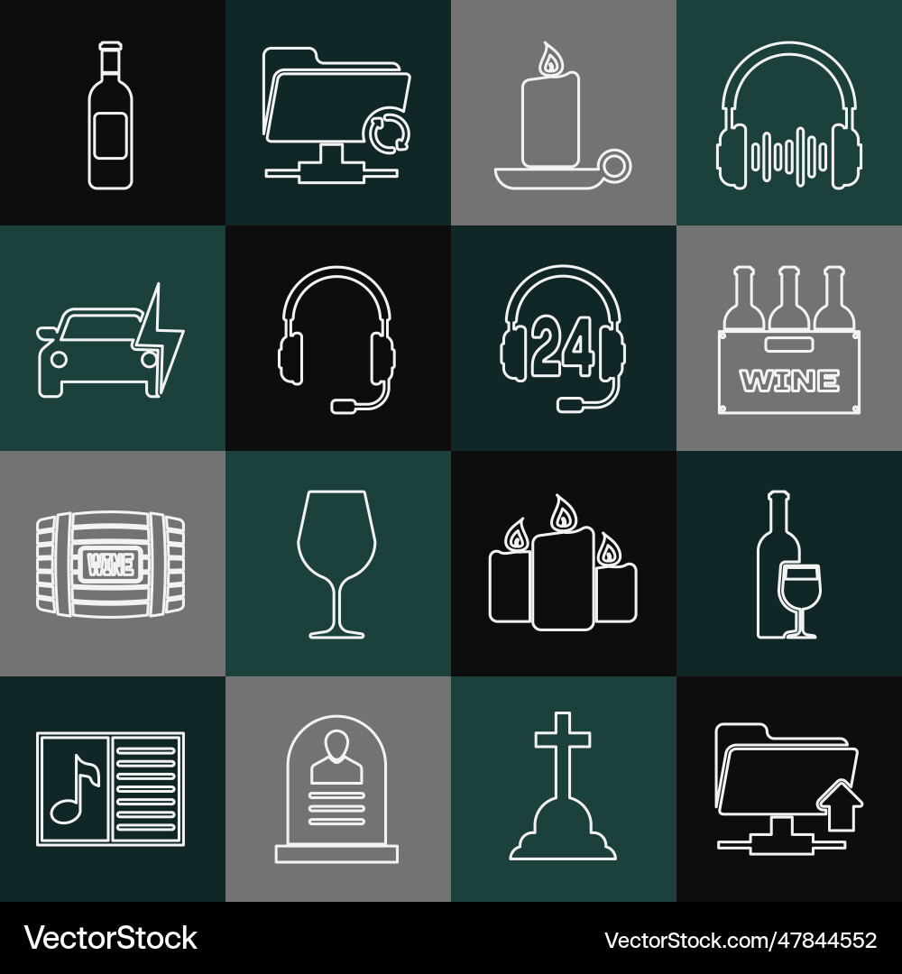 Set line ftp folder upload wine bottle with glass Set line ftp folder upload wine bottle with glass vector image